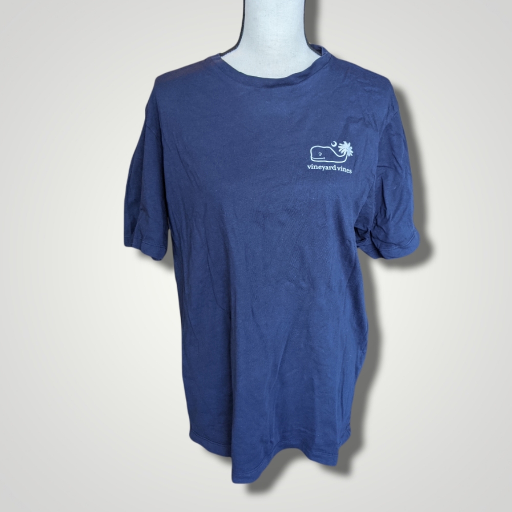 Vineyard Vines Navy Palm Tree Whale Tee Sz M